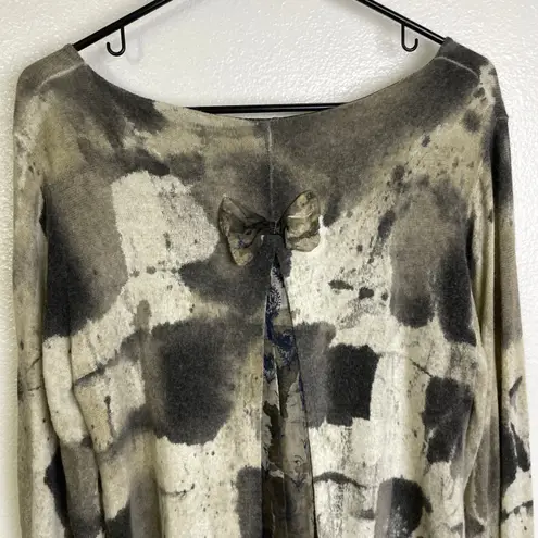 Scandal Italy Sweater Top Long Sleeve Knit Layered Lined Sheer Shirt Pleat Back* Brown Size M