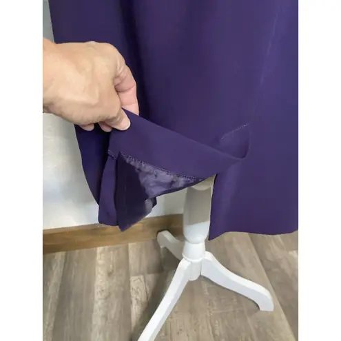 Womens Size 14 Dress Suit Two Piece Purple Plum Satin Bows Skirt Long Sleeve Top