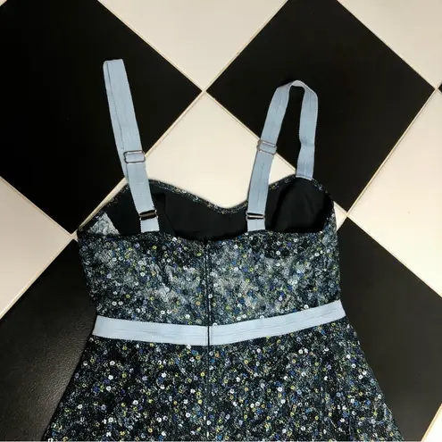 ABS Allen Schwartz NWT Eden Bustier Floral Print Midi Semi-Sheer Mesh Panels 10