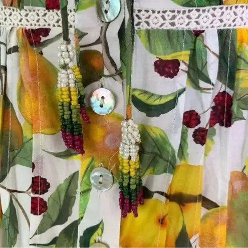 Farm Rio Fruit Orchard Mini Dress with Crochet Details Off White Size XS NWT