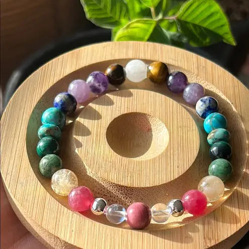 🌈Handmade Citrine Malachite Jade Turquoise Lapis Lazuli Amethyst Beaded bracelet Pink