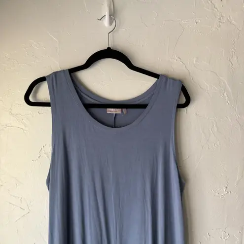 LOGO Layers Tank Top Womens Large Blue Sleeveless Rayon Spandex Tunic Stretchy