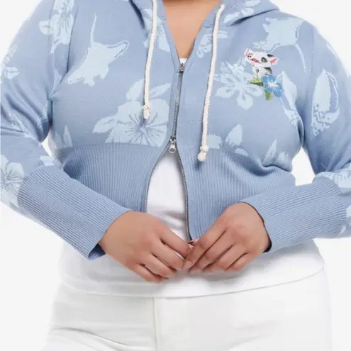 Her Universe Disney Moana Pua Pig blue cropped cardigan sweater hoodie
