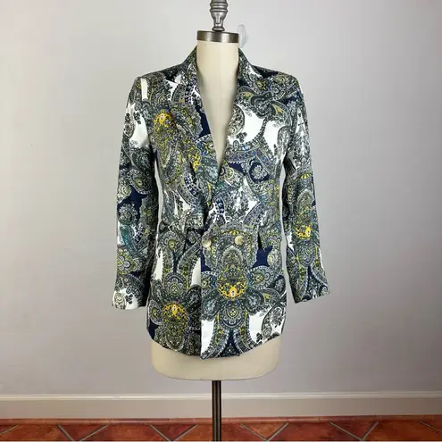 Magaschoni 100% Linen Paisley Print Women's Blazer