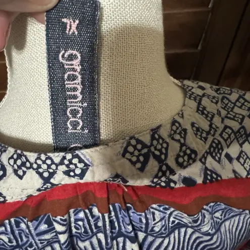 Gramicci Women's Shirt XL Batik Tribal Popover Top Organic Cotton India Blue Size L