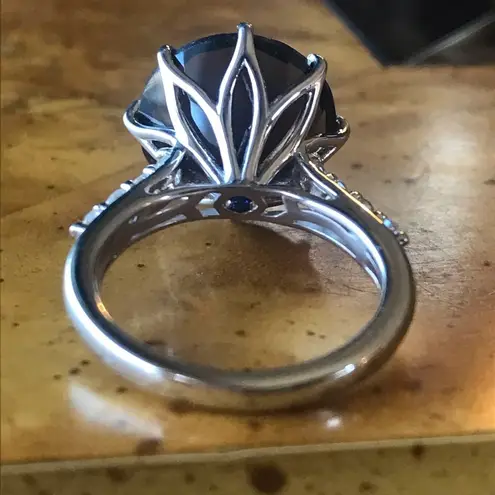 Natural Smoky Quartz Sterling Silver Lotus Cocktail Ring Size 6.25