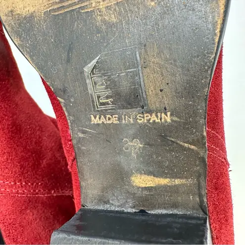 Revolve CHIO Suede Leather Zip Booties Red Size 39