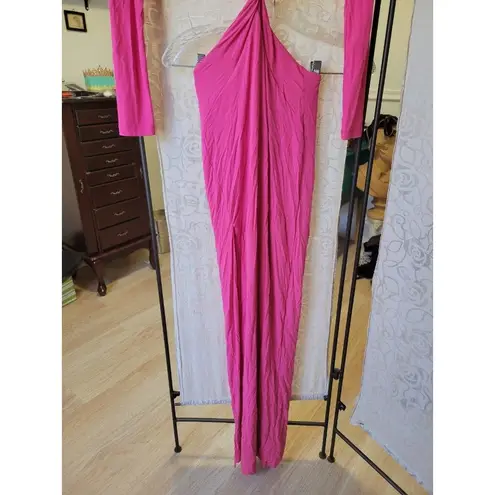 Nookie Rent the runway sz small pink jewel long sleeve cutout twist front dress
