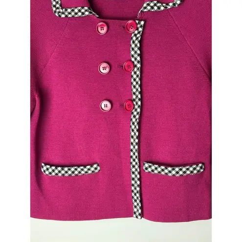 Moschino Sweater Women 6 Pink Wool Knit Collared Pink Blazer Cardigan Coatigan