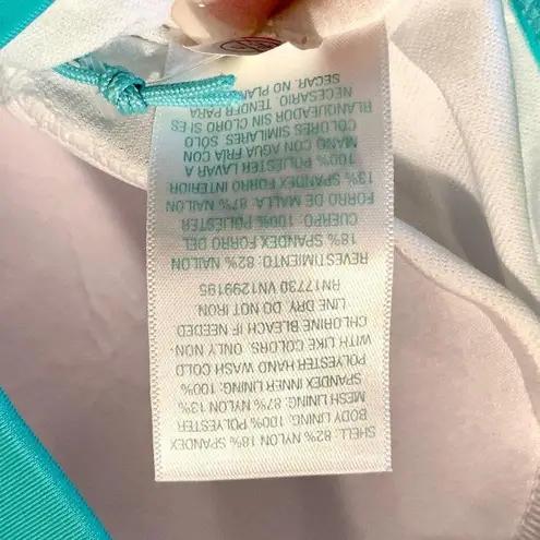 Kona Sol Plus One Piece Green Stripe Print V-Neck Bathing Suit Size 16W