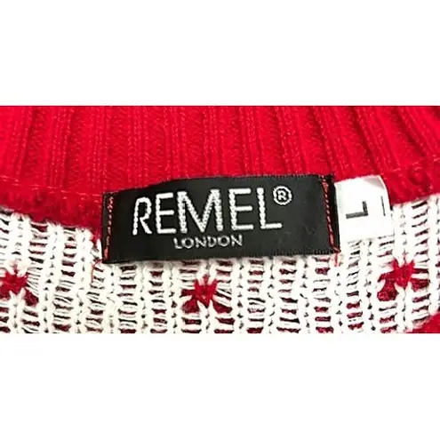 REMEL LONDON Womens Ugly Christmas Sweater L Red Reindeer Festive Party Holiday Size L