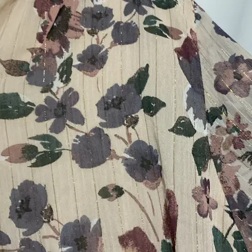 NWT AUTRES FILLES WO SIZE 2X FLORAL GOLD METALLIC THREADS LINED SHEER BLOUSE