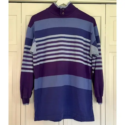 L.L. Beanāvintage purple striped rugby tunic pullover sml