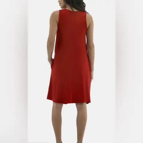 TIME AND TRU sleeveless crewneck tank dress midi red rover color size 12