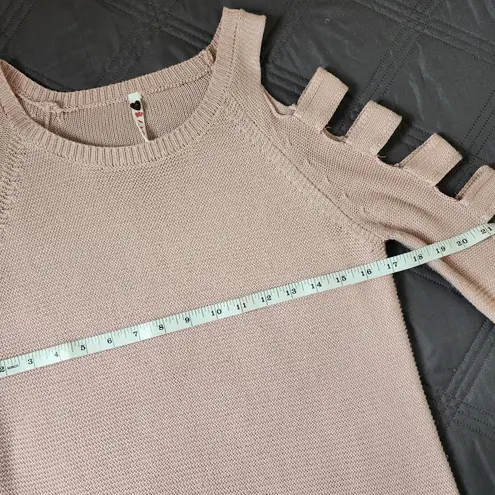 Poof! Blush Pink Cold Shoulder Sweater Women's S Cozy Preppy Coquette Ballet