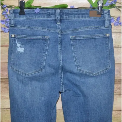 Judy Blue Distressed Ankle Skinny Fit Blue Jeans Size 9/29 Split Raw Hems Casual