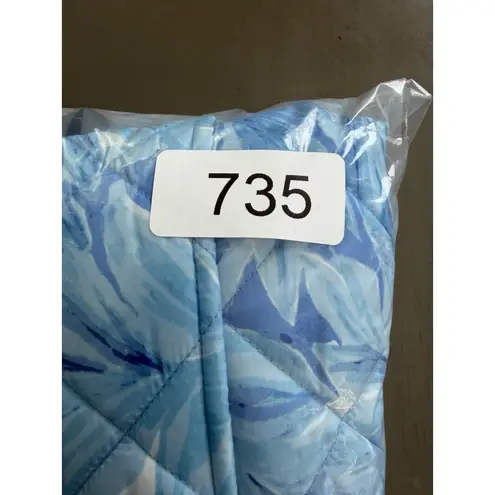 Stella Parker Collection Island Blue Floral Quilted Vest Size Small Golf Zip Up