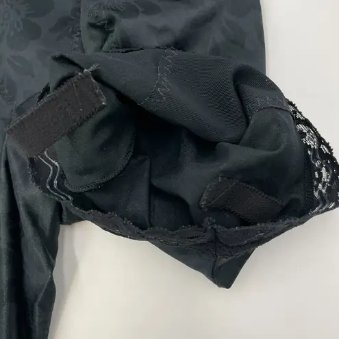 Vintage Sears Tummy Control Top Shorts Black Floral Retro Elastic Waistband Size M