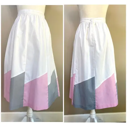 Jantzen Vintage late 60s/ Early 70s pink grey white color block midi ski…