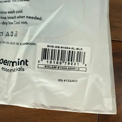 Shapermint Essentials Full Coverage Halter Bikini Top Womens XL Black Swimwear