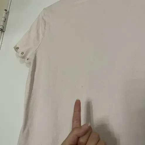 Kate Spade New York pink crew neck cotton shirt ruffle hem size Small Pink