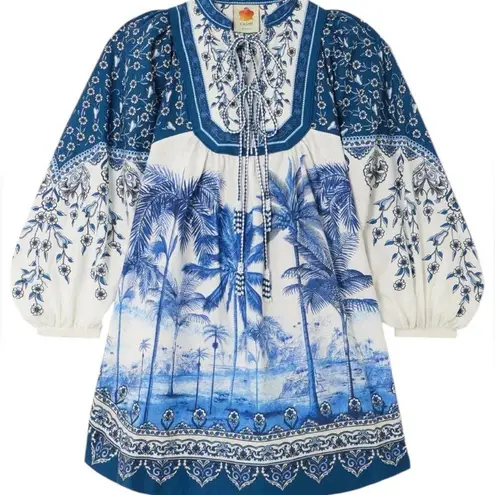 Farm Rio Palm Tree Beach Off-White Mini Dress NWT