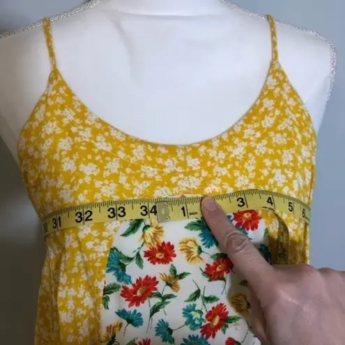 Uncle Frank Sunny Yellow White Ditsy Floral Strappy Mini Dress Summer Scoopneck