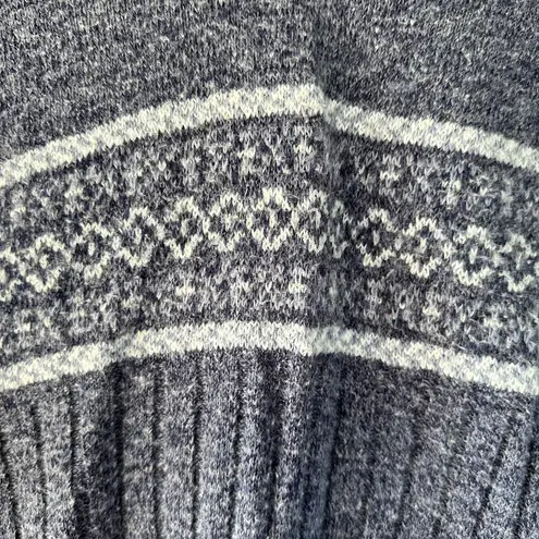 Vintage 90s 6ix Blue Fair Isle Sweater Ribbed Knit Size L Made in USA