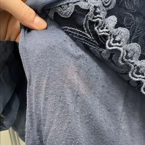 Scandal Italian Slate Blue Ethereal Short Sleeve Blouse Top