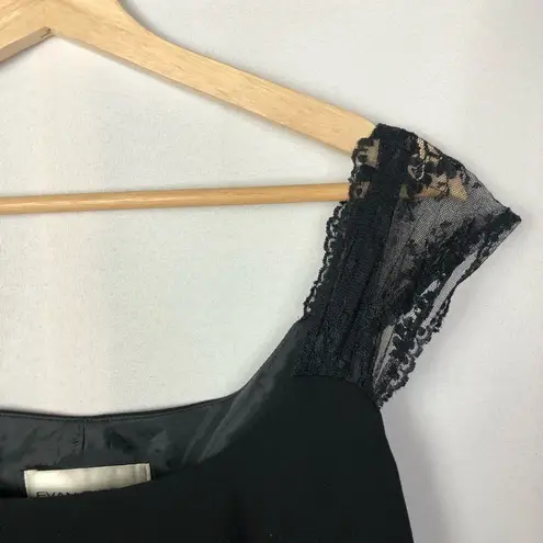 Evan Picone Black Sheath Lace Cap Sleeve Knee Length Dress 10