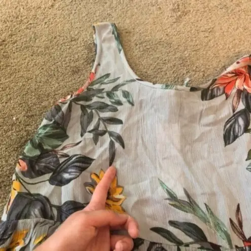 Patrons of Peace NEW NWT Gray Coral Tropical Hawaiian Floral Peplum Crop Top XS