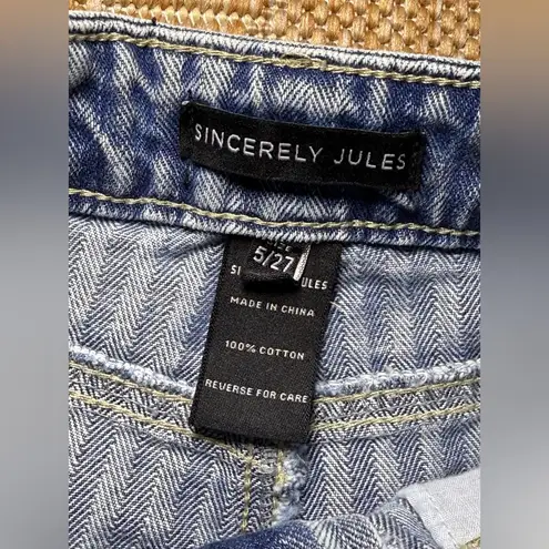 Sincerely Jules Striped 90's Straight Denim Jeans,Medium Wash,Women's Size 5/27