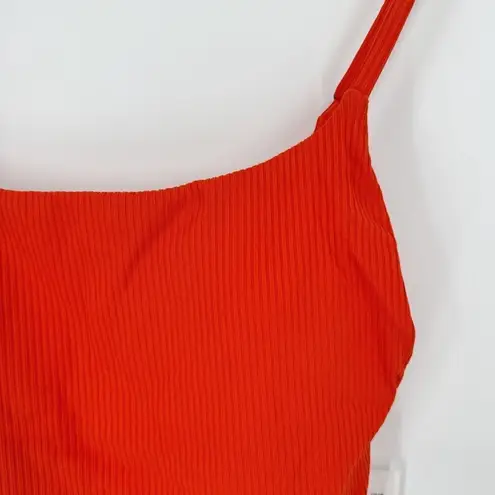 ANDIE The Longline Tank Tankini In Ribbed Siren Orange Med NWT