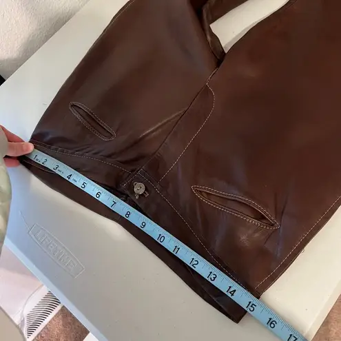 Handmade Vintage Brown Soft Leather Stitched High Rise Indie Boho Pants Size S