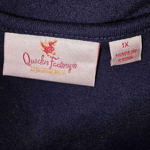 Quacker Factory Womens Navy Blue V Neck 3/4 Sleeve Ghost Halloween Top 1X