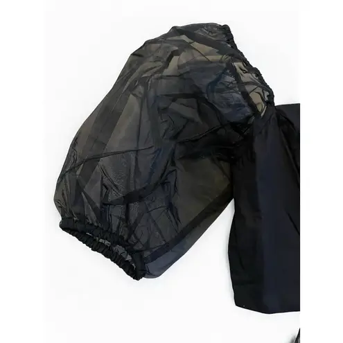 Cleobella Josie Crop Puff Sleeve Blouse Women Size Small Black Bow Smocked NEW