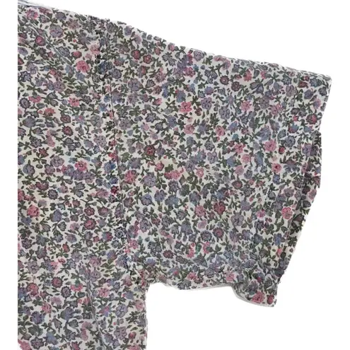 Andrew Sports New York | Vintage 90s Floral Short Sleeve Button Down | Small Blue