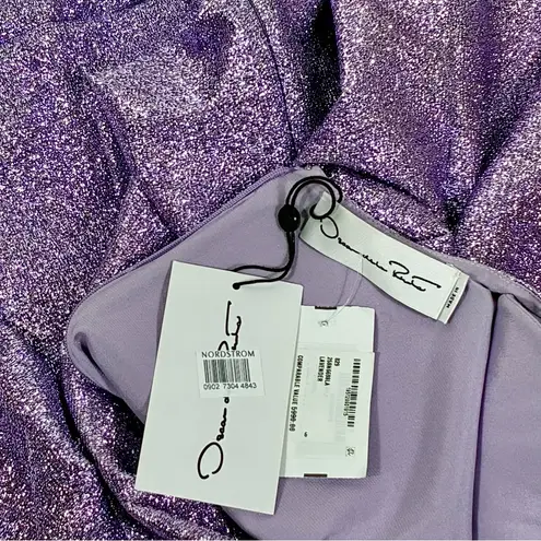 Oscar de la Renta Lame Column Gown Maxi Dress Metallic Lavender 6 NWT