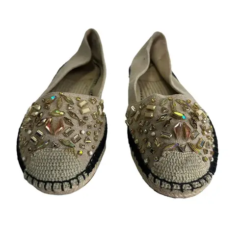 Brian Atwood  Hartwell Jewel Embellished Slip On Espadrille Loafers 10