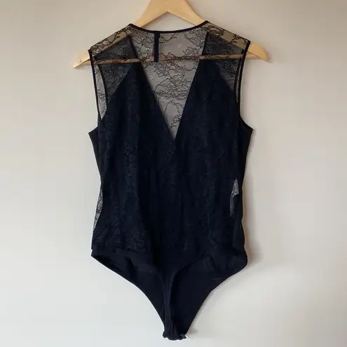 Imperial Black Thong Bodysuit with Lace back Made in Italy Size M Size M