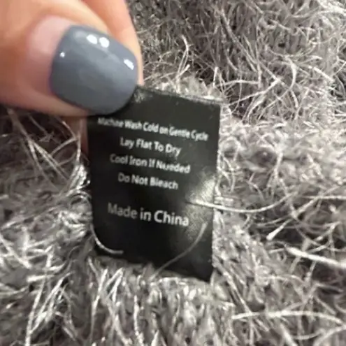 POL  Women's Fuzzy Knit Open Back Cardigan Sweater Gray Size M