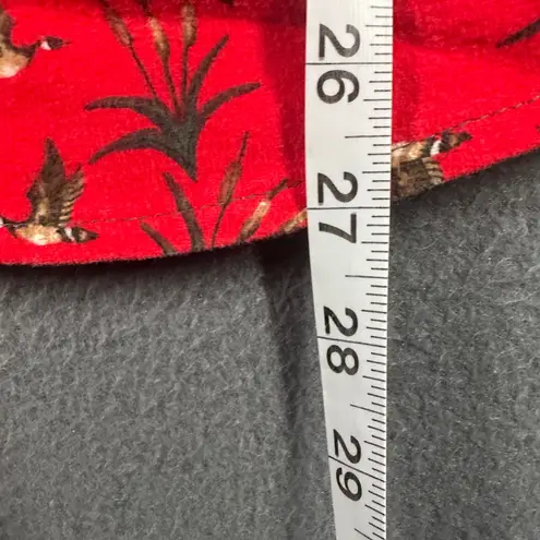 Cabela's Vtg Flannel Shirt Womens L Red Goose Floral Print Long Sleeve Button Up