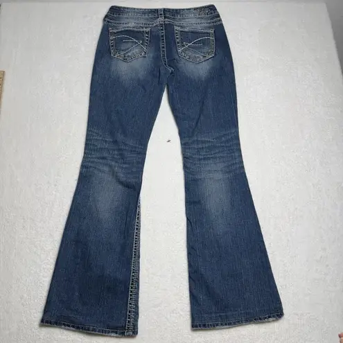 Silver Jeans Womens Eden Flare 30" Medium Wash Low Rise Y2K Western Thick Stitch