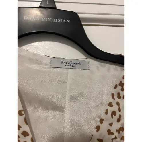 Three Mermaids Leopard Swimsuit Cover Up Layered Chiffon V Neck One Size Fit All Size M