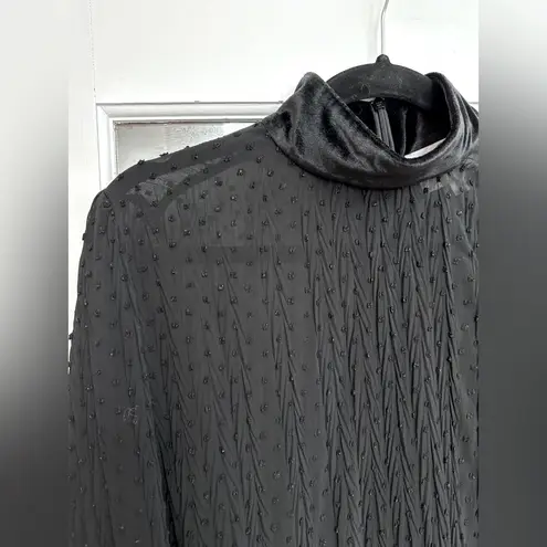 Mare Mare Women’s Hunt Velvet Sheer Polka Dot Blouse Black Size Medium M