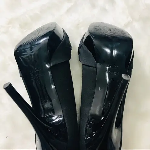 ZARA  Collection Black Satin Platform Pumps Size 8/ 39