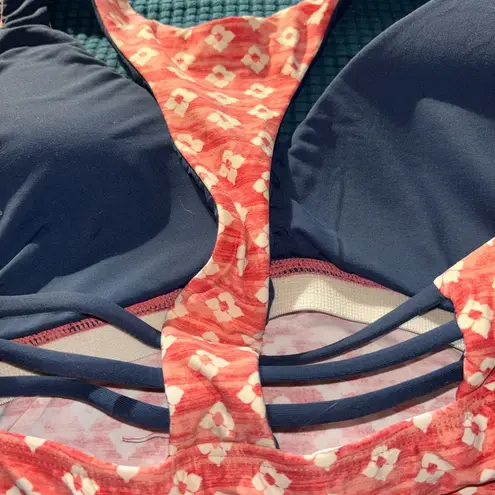 Carve Designs Racerback Red Navy Printed Tankini Top Sz S Padded Bra Summer