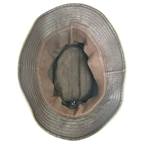 Gucci  Vintage Tom Ford Era Brown Bucket Hat Leather Trim Size Medium