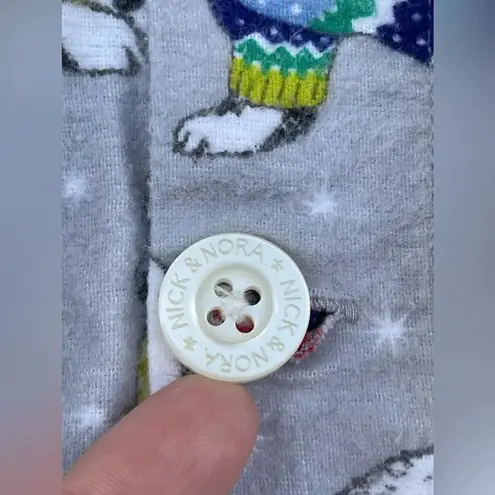 Nick & Nora Pajama PJ Set Polar Bears Fleece Button Front Long Sleeve large