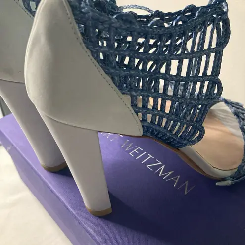 Womens STUART WEITZMAN Blue Leather Ankle Straps Sandals 7.5 M